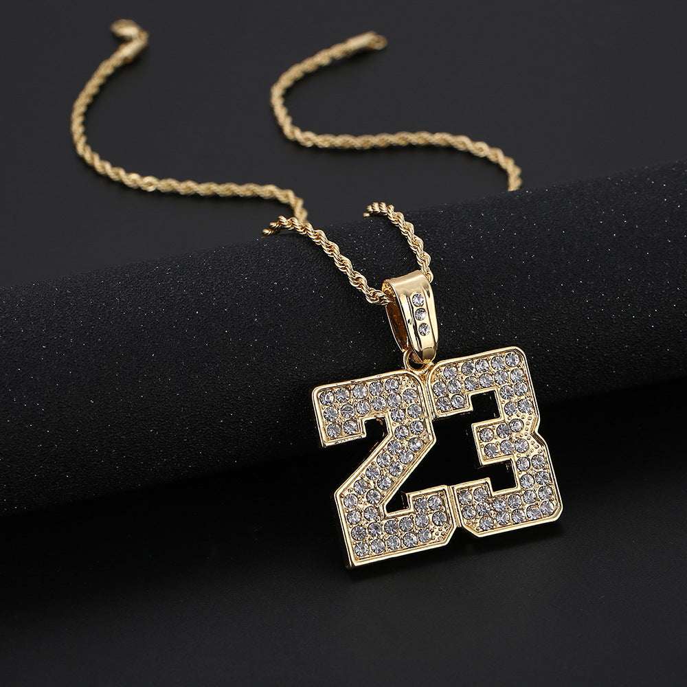 Digital 23 Pendant Necklace Hip Hop Alloy Jewelry