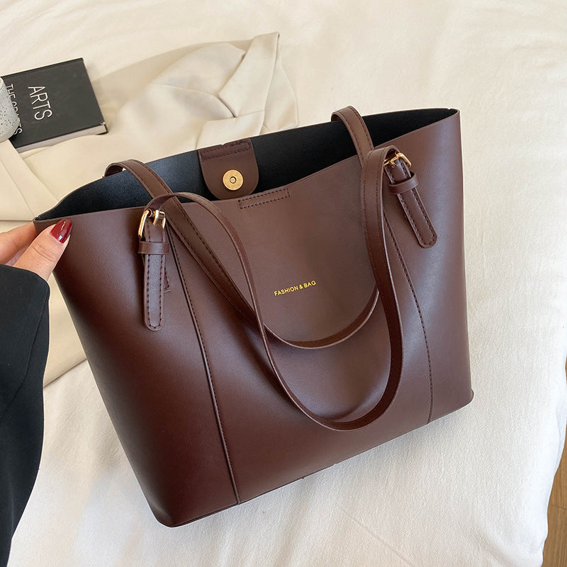 Retro PU Leather Shoulder Tote Bag
