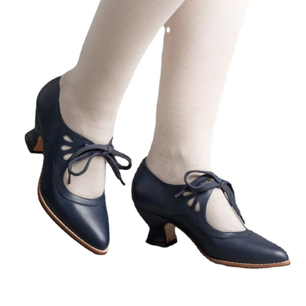 Womens Lace-up Hollow High Heels