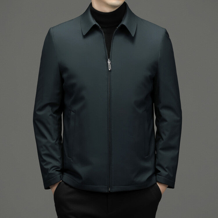 Mens Winter Down Jacket Thickened Warm Solid Color Casual Coat