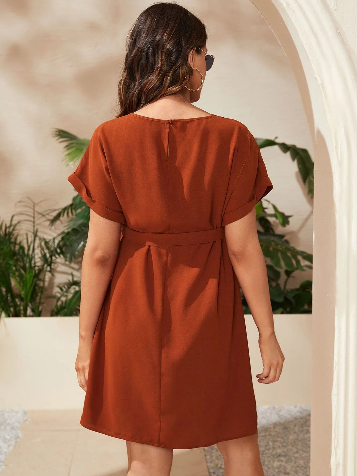 Elegant Maternity Dress with Bat Sleeves