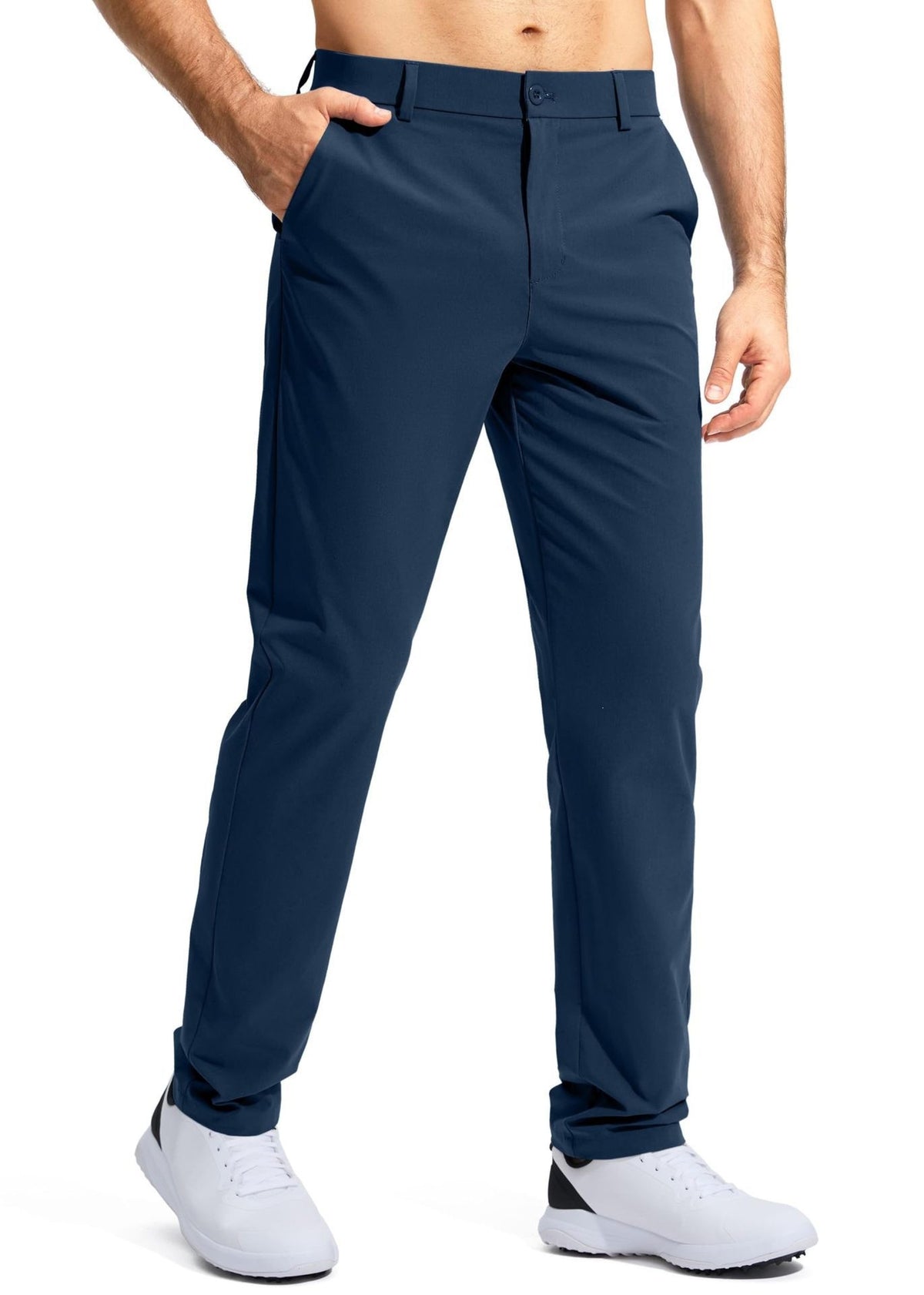 Straight-leg solid-color suit pants