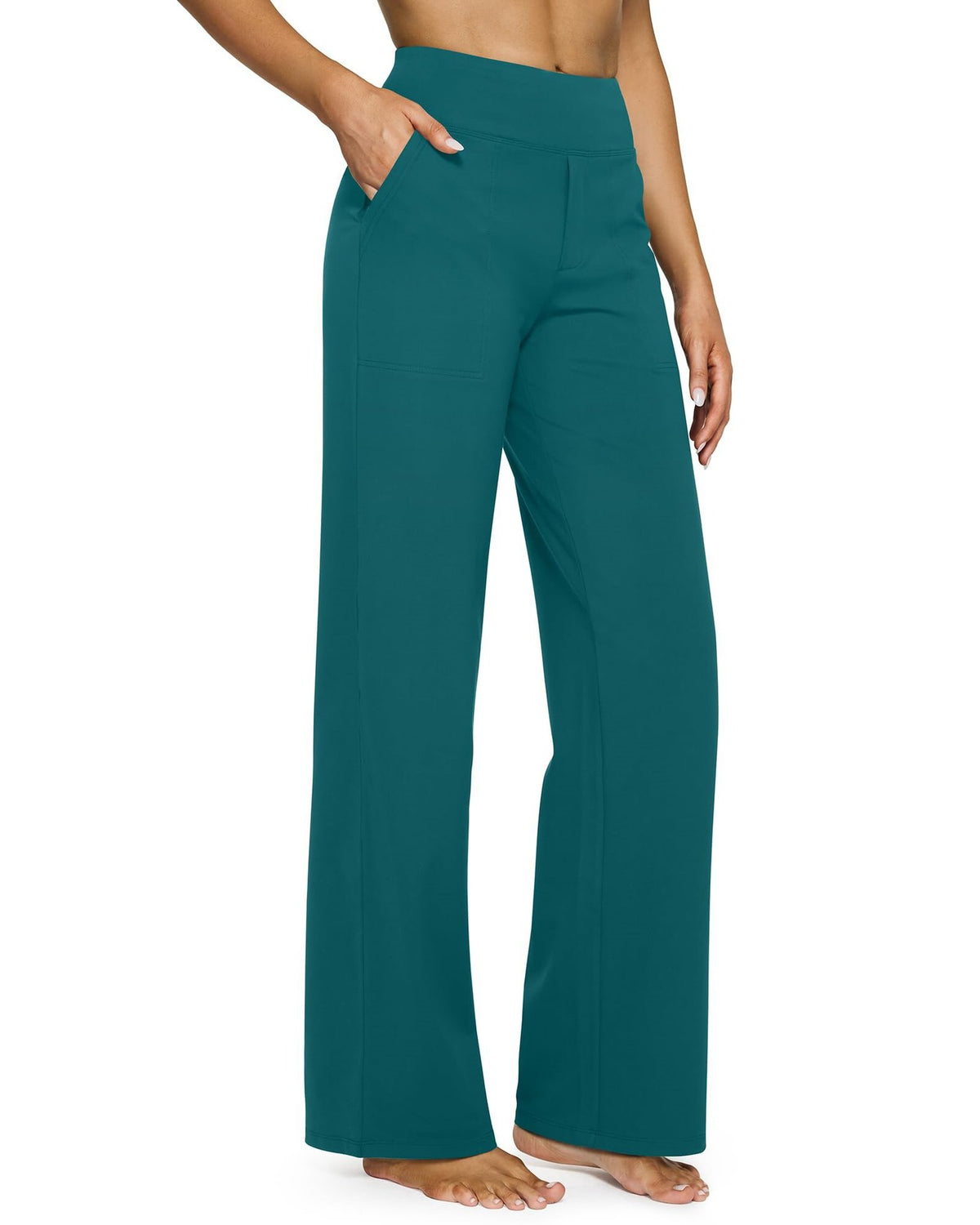 Casual High-Waisted Straight Pants Loose Pocket Yoga Pants