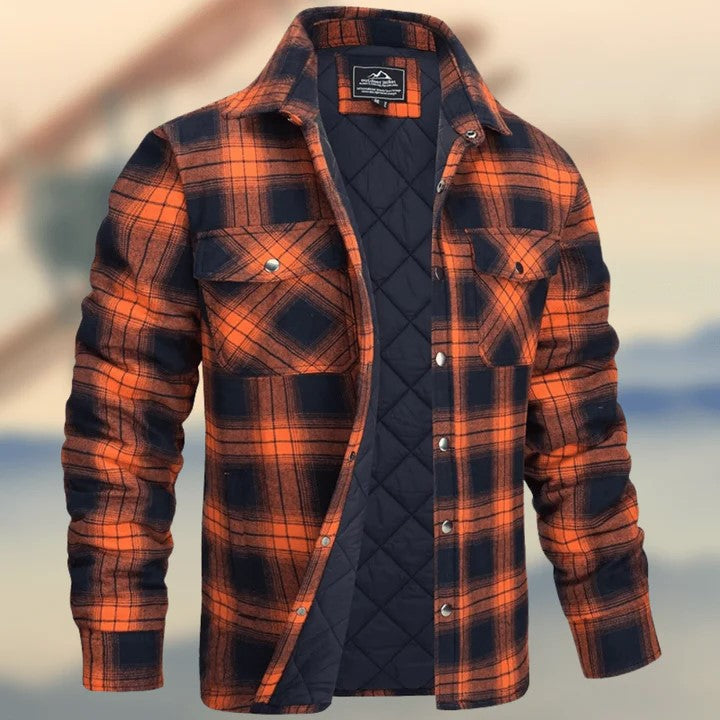 Men Plaid Thickened Cotton Hooded Jacket Coat