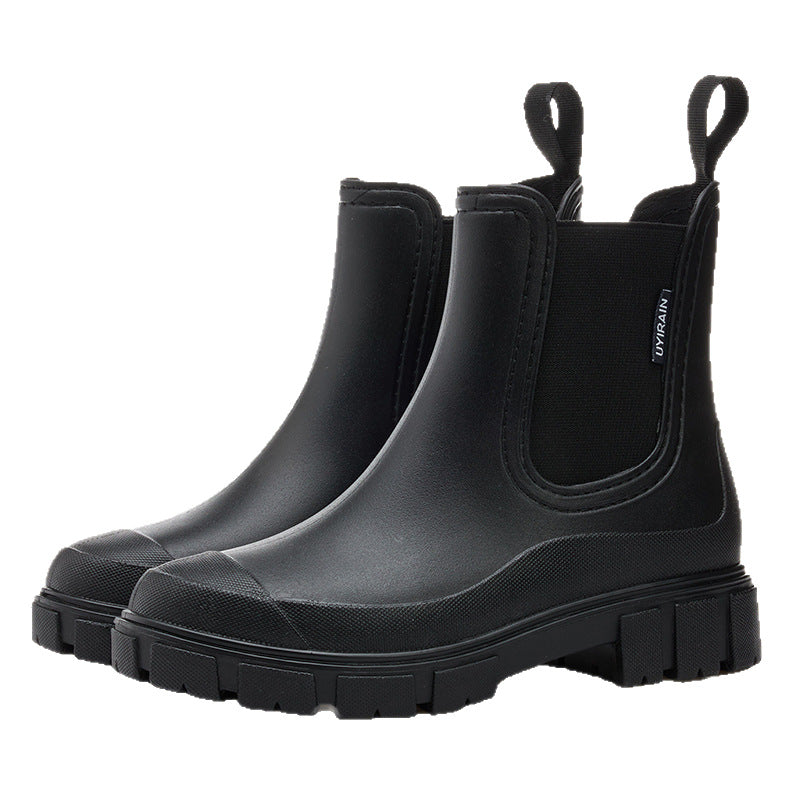 Women Waterproof Mid-Calf PVC Rain Boots with Non-Slip Sole