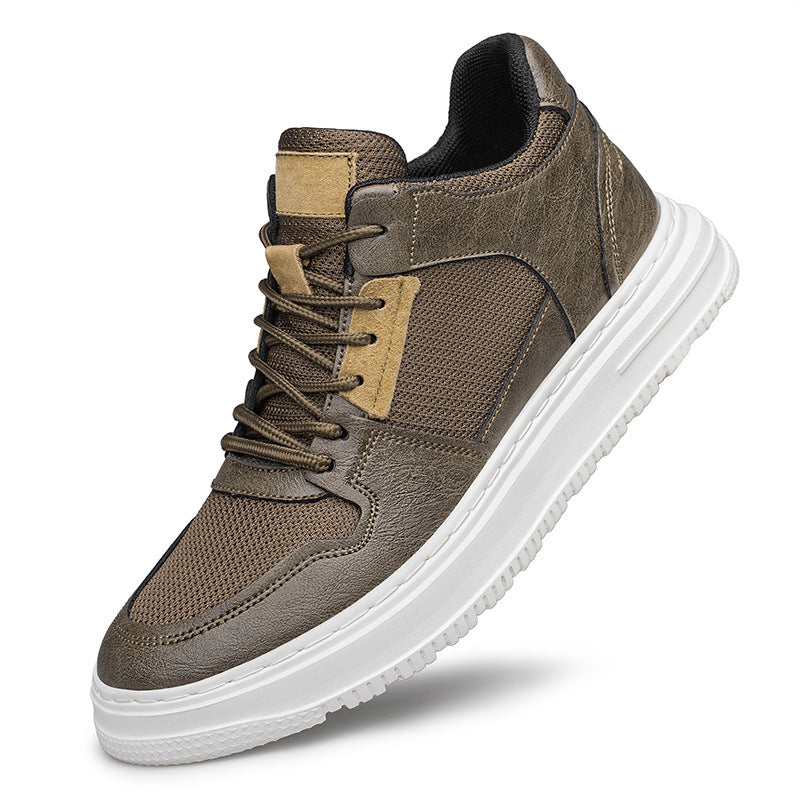 Invisible Height Increasing Hollow Casual Leather Shoes for Men