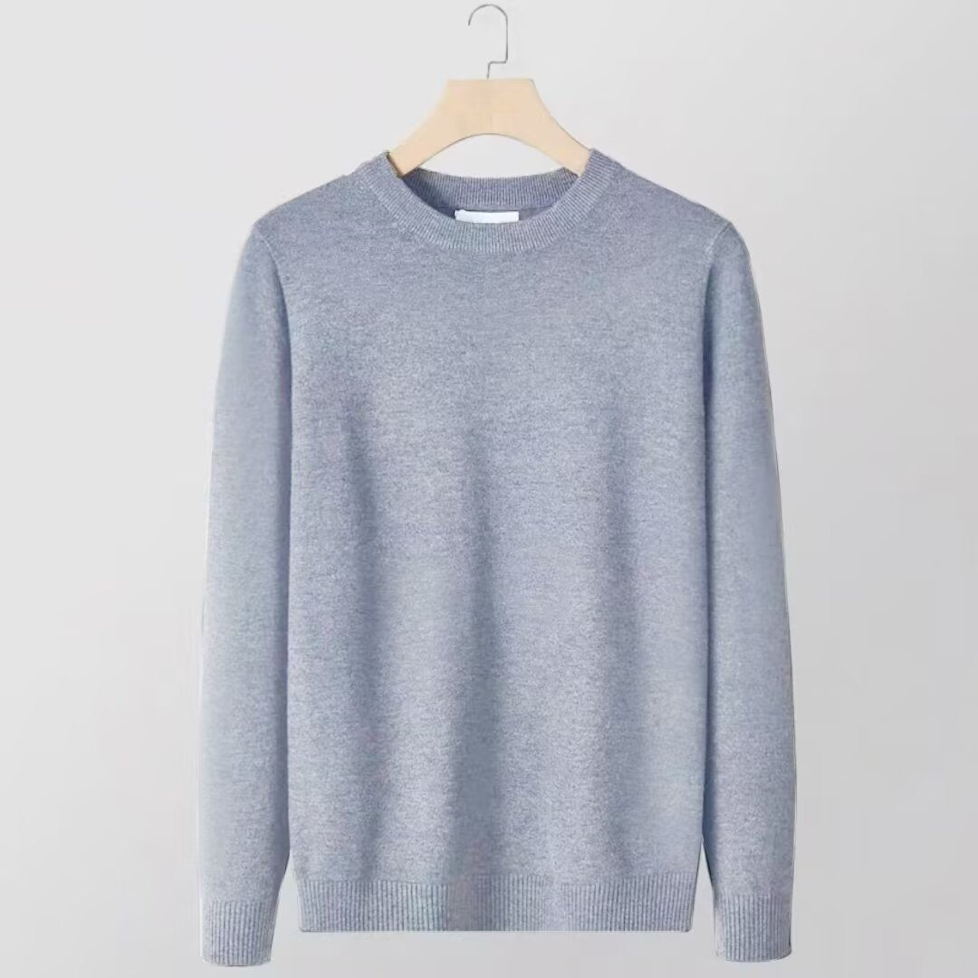 Slim-Fitting Warm Solid Color Round Neck Knitwears
