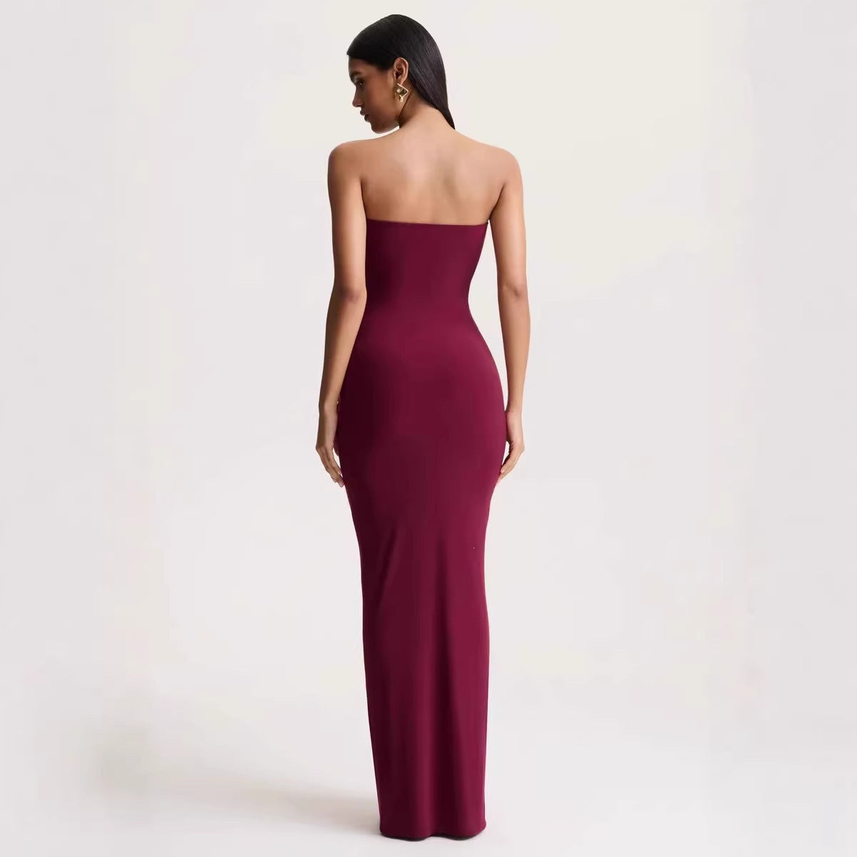 Elegant Ruched Backless Long Dress