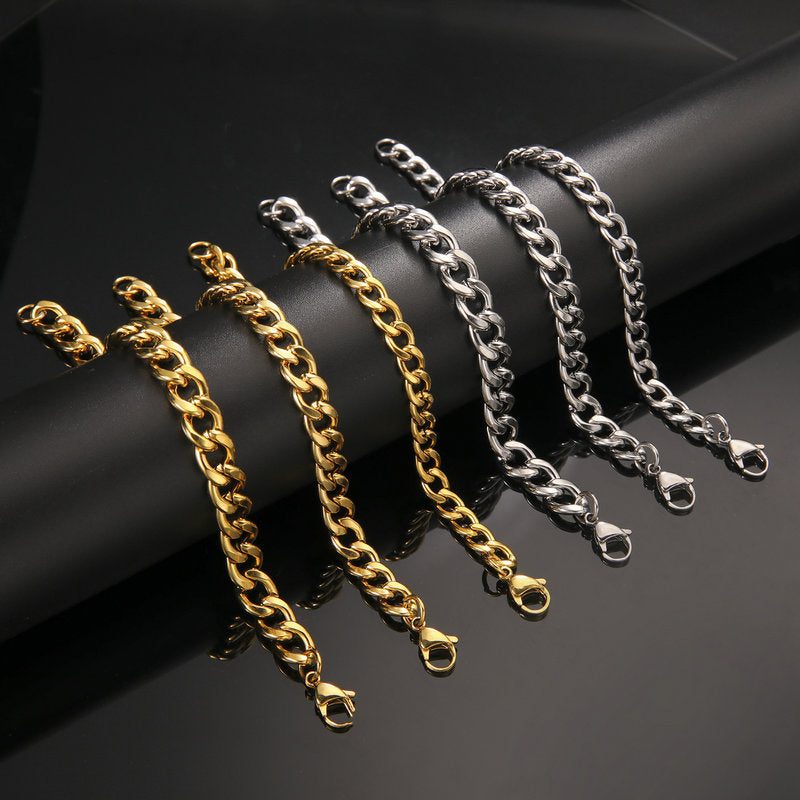 Cuban Chain Bracelet Stainless Steel Geometric Link Jewelry