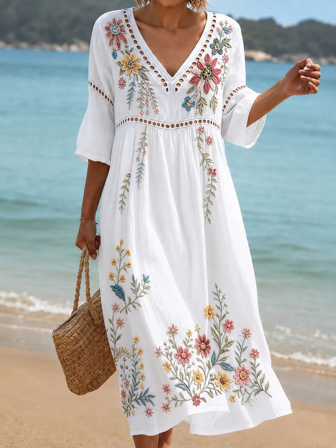 Women Summer Bohemian Lantern Sleeve Long Dress