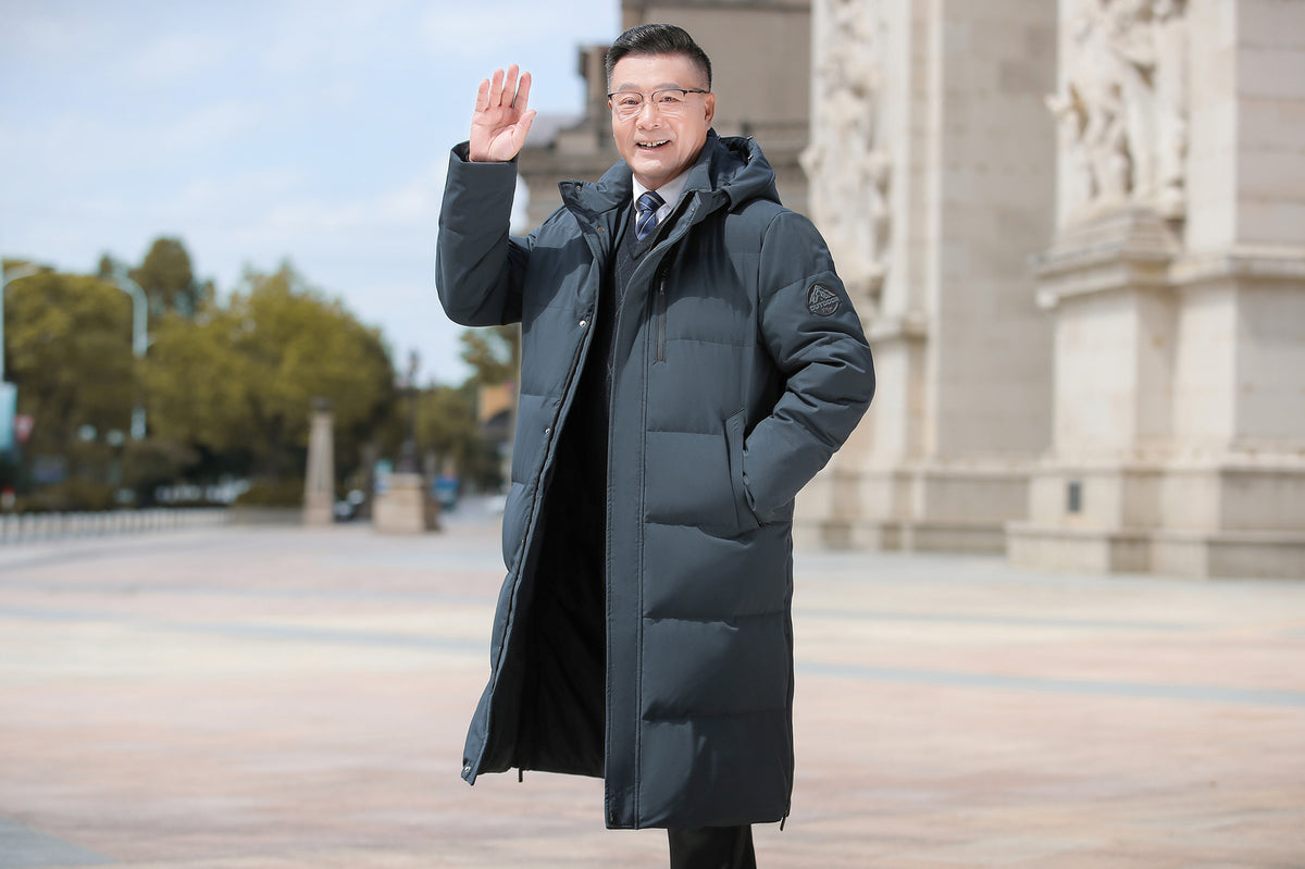 Mens Long Down Jacket with Fur Collar Options