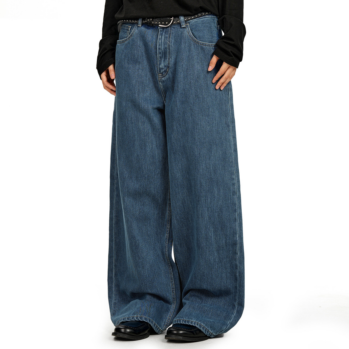 Washed Straight-Leg Denim Pants