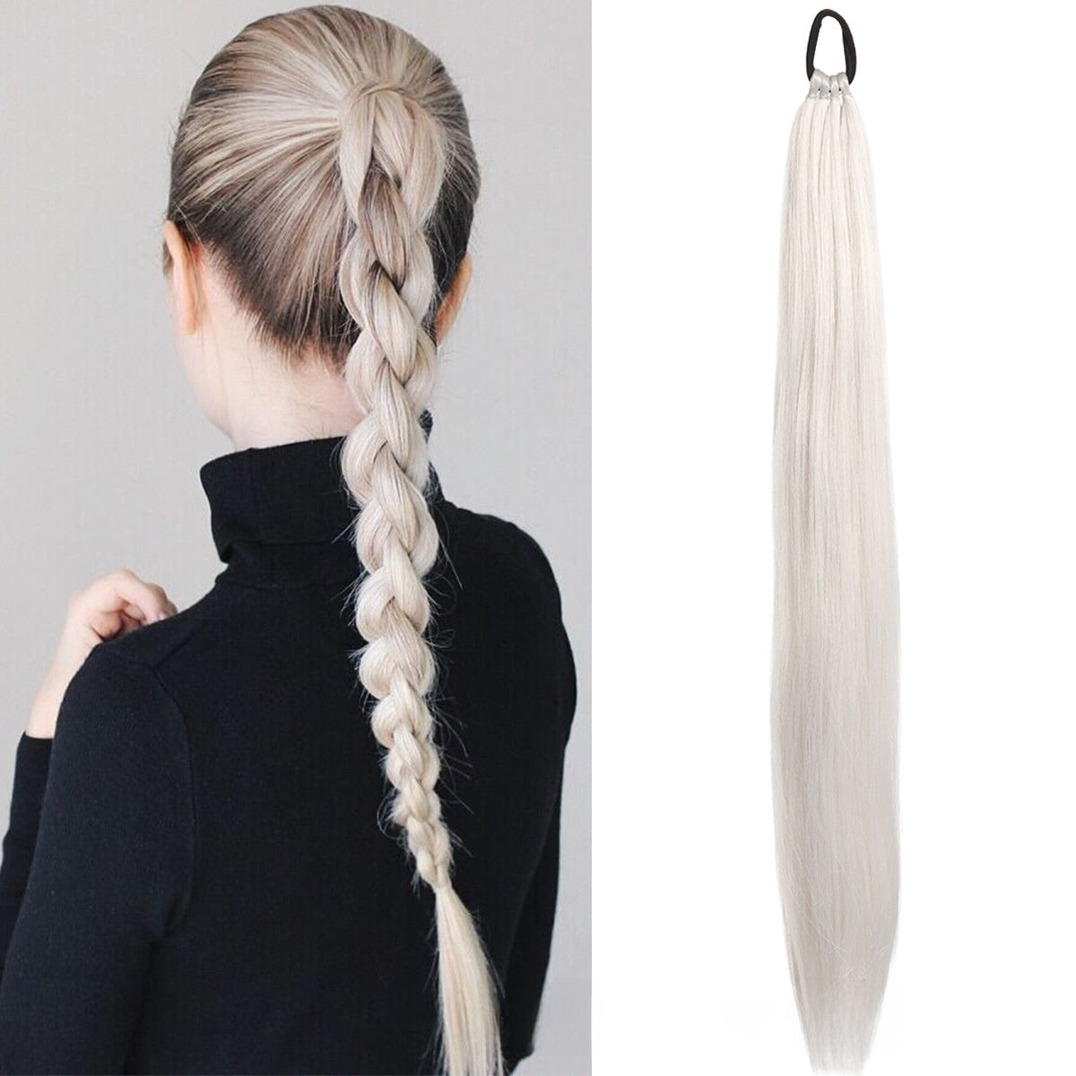 Long braids with hair loops and false braids
