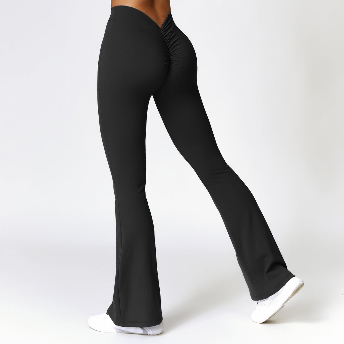 High Waist Flared Yoga Pants with Quick Dry Fabric