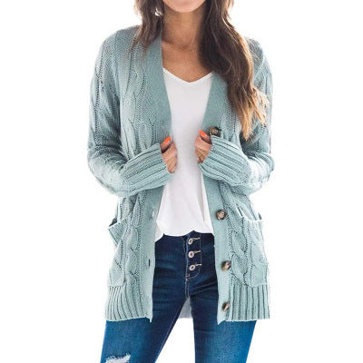Womens Cable Knit Button Cardigan