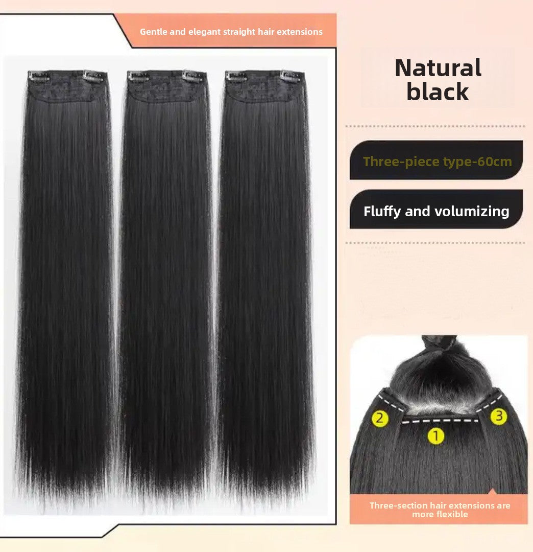 Long Straight Hair Extensions Three-Piece Set