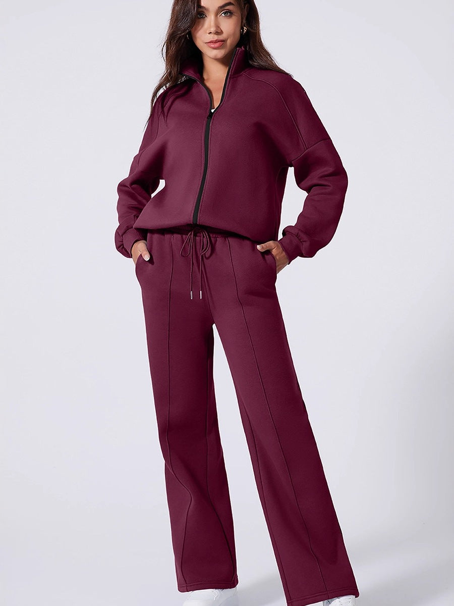 Womens Solid Color Casual Sports Suit