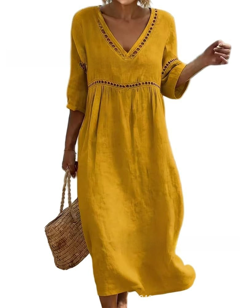 Women Summer Bohemian Lantern Sleeve Long Dress