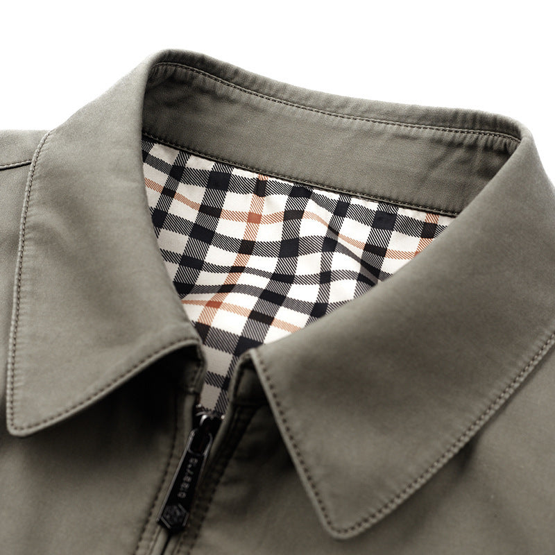 Pure Cotton Lapel Jacket for Men Business Casual Outerwear