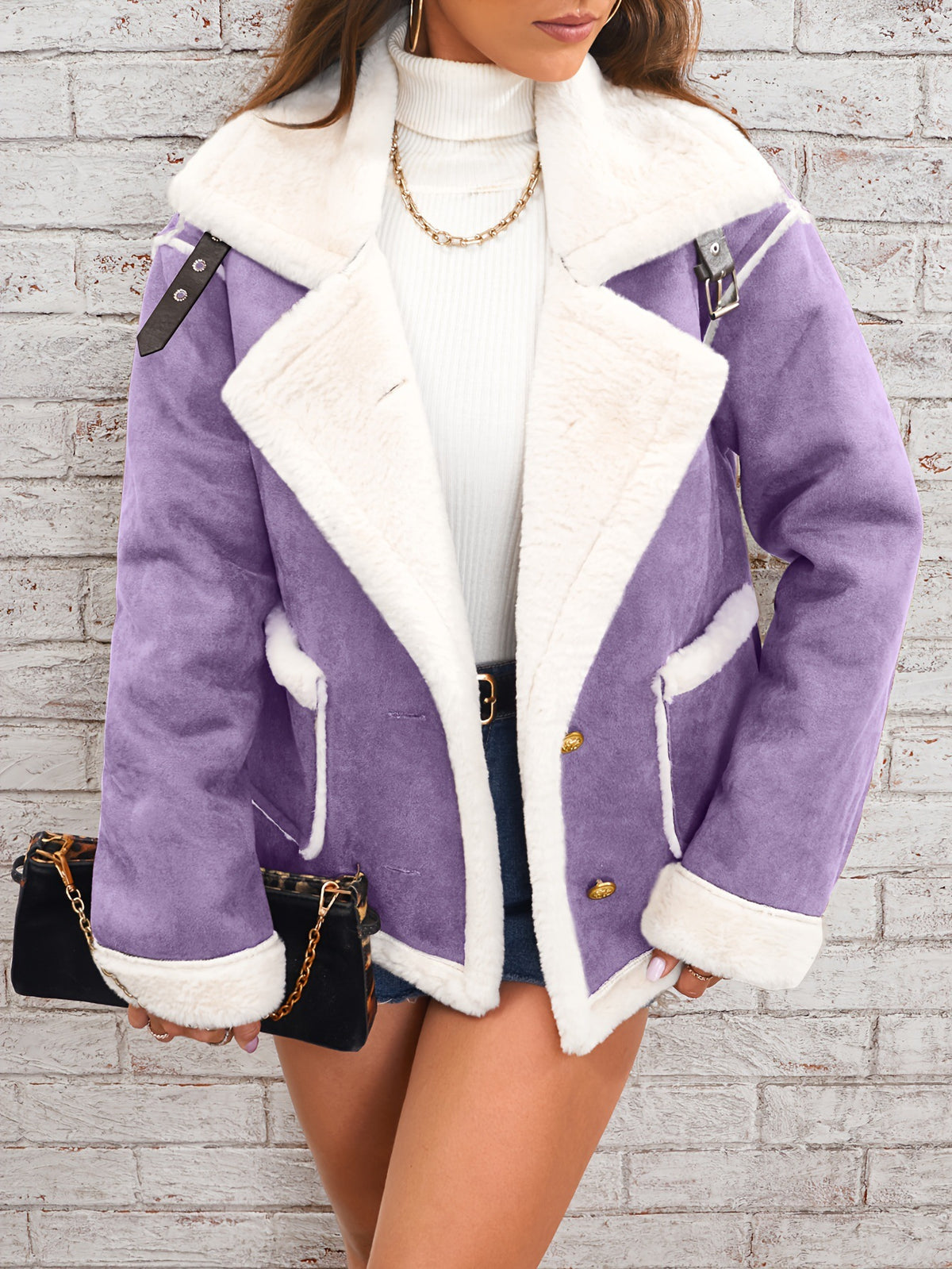 Autumn Winter Fashion Lapel Plush Jacket Fur Coat