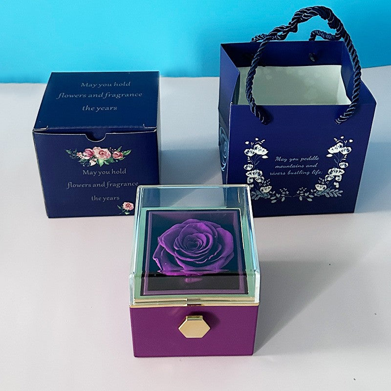 Rotating Eternal Flower Acrylic Jewelry Gift Box