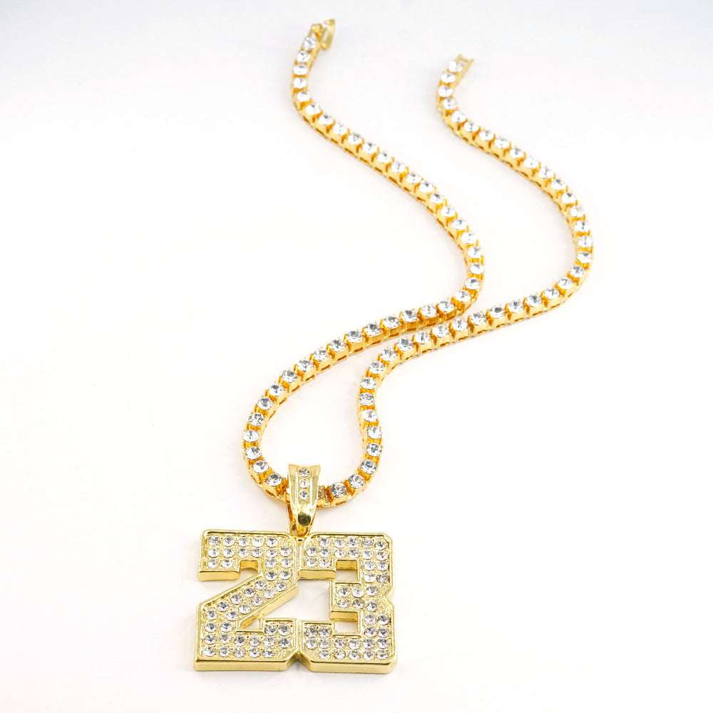Digital 23 Pendant Necklace Hip Hop Alloy Jewelry