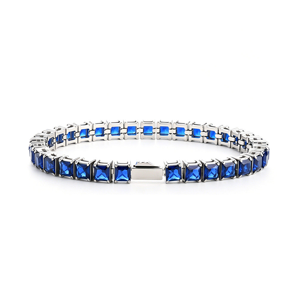 Stainless Steel Tennis Chain Bracelet Square Zircon Light Luxury Jewelry