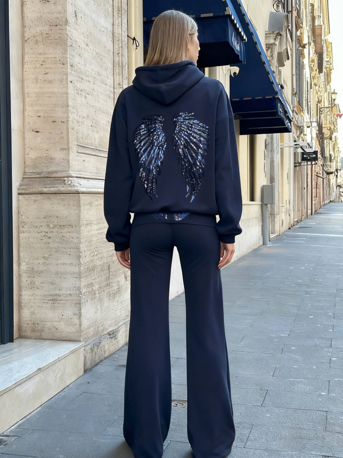Hooded Sequins Track Suit Set