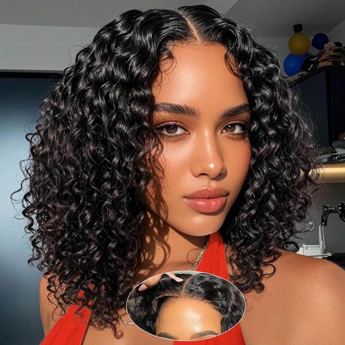 StariaHair 5"x5" Curly Bob Wig Transparent Lace Closure Wig