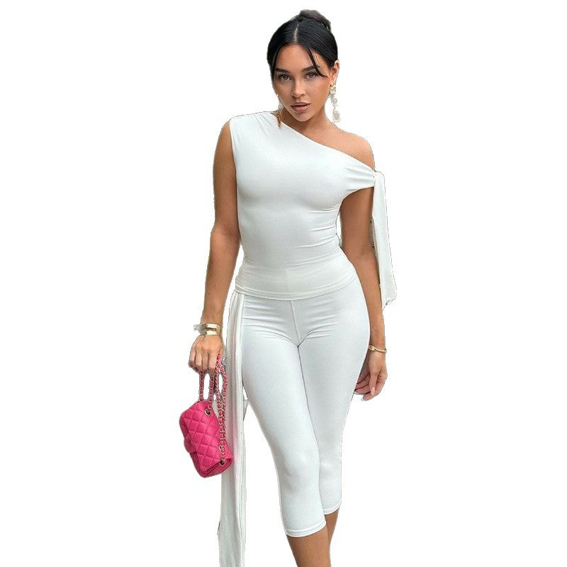 Womens Sleeveless Laced Shorts Set