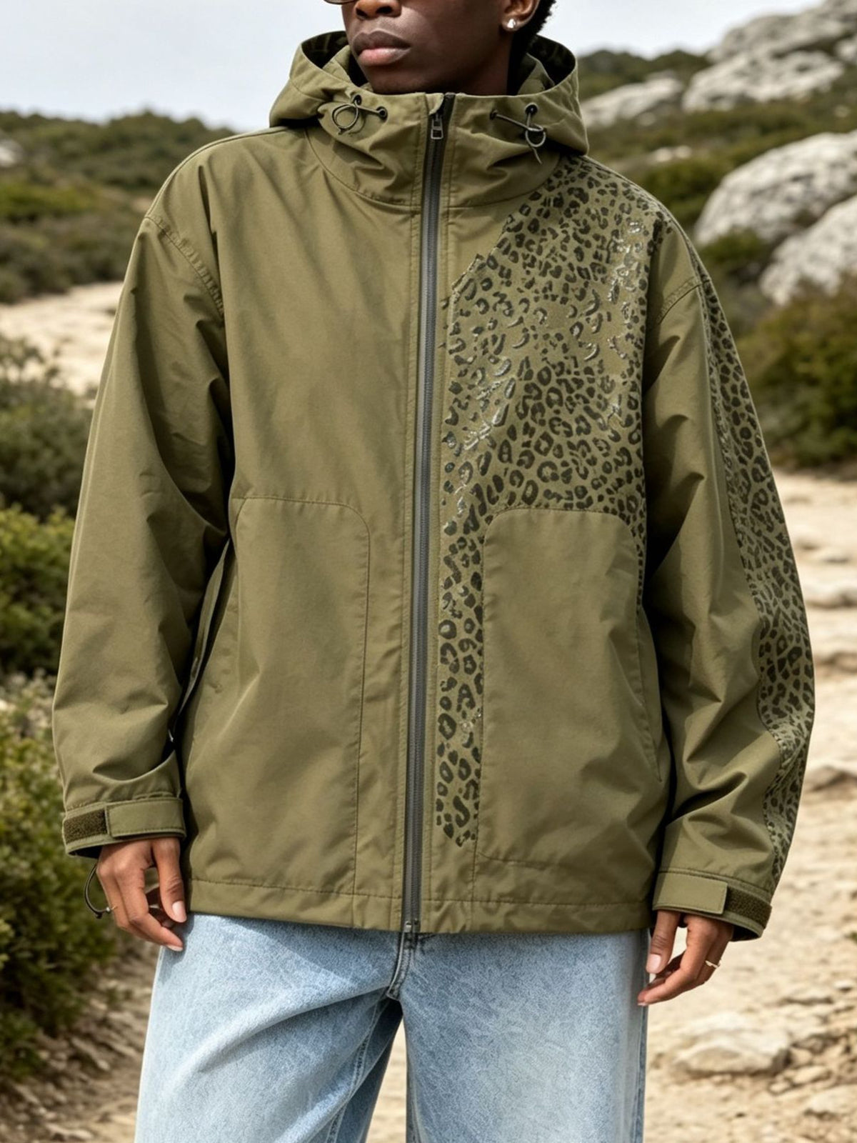 Color Changing Leopard Print Windbreaker