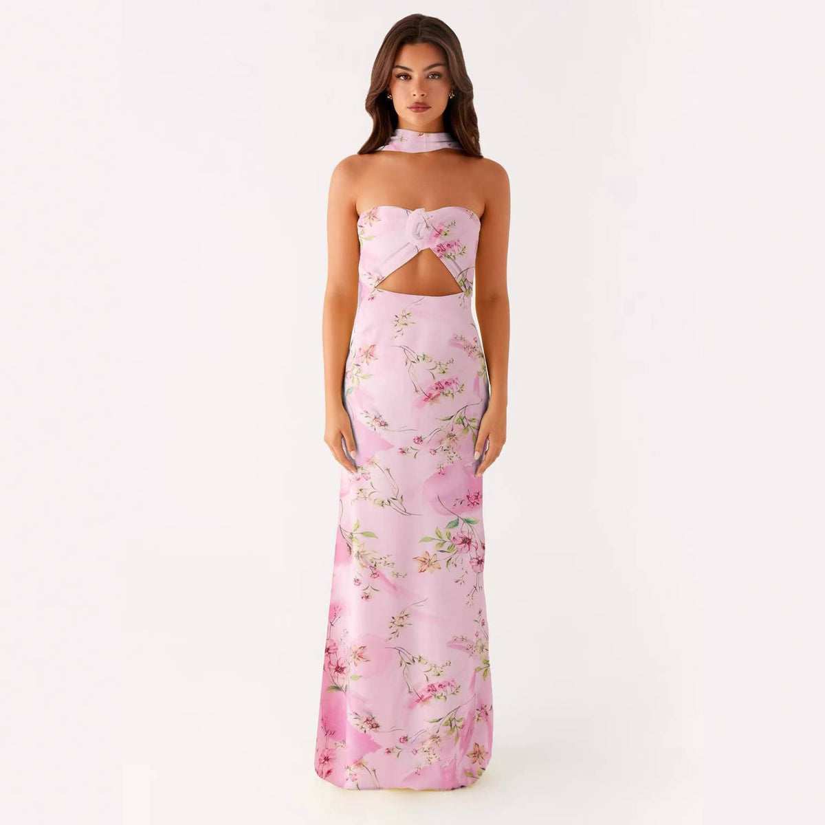 Floral Cut Out Backless Summer Dress