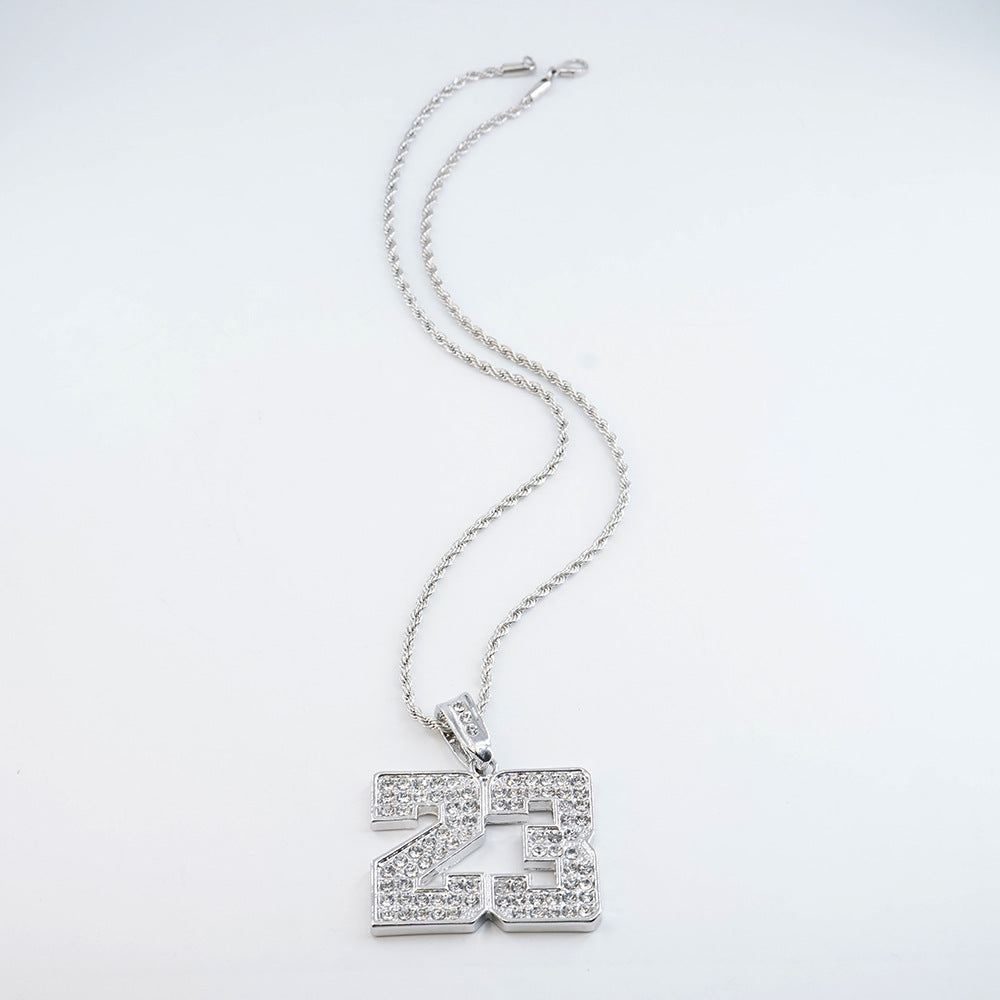 Digital 23 Pendant Necklace Hip Hop Alloy Jewelry