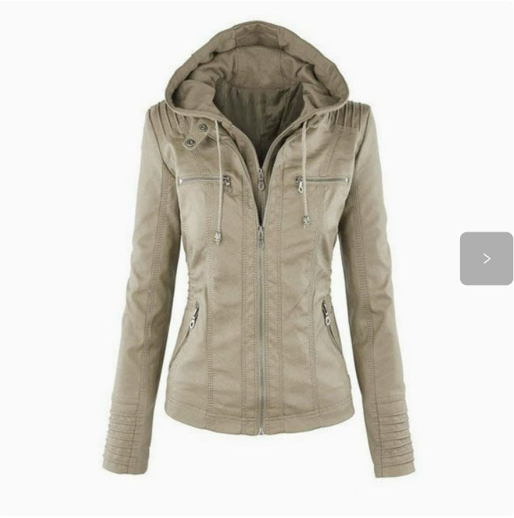 Womens PU Leather Motorcycle Jacket