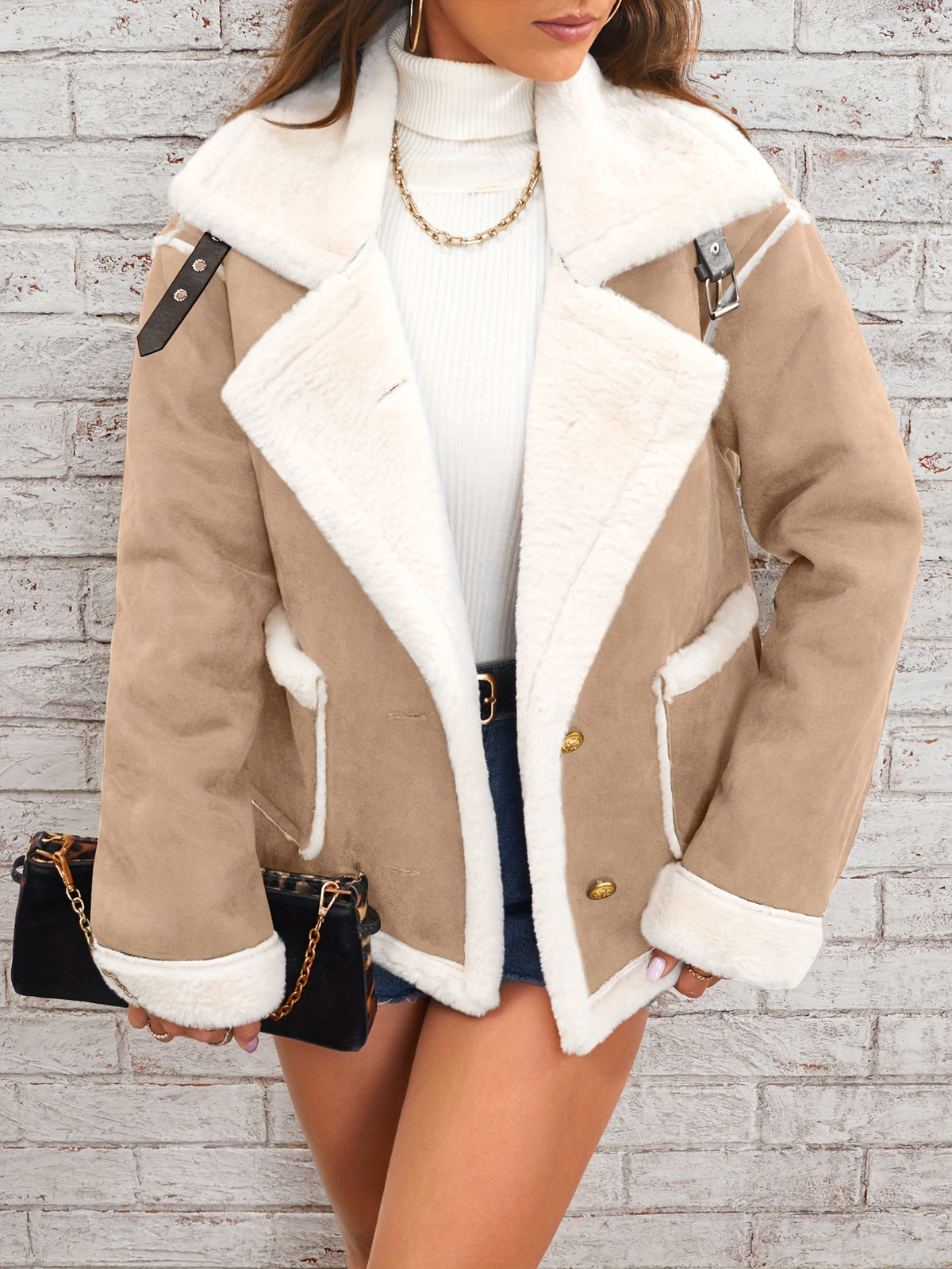 Autumn Winter Fashion Lapel Plush Jacket Fur Coat