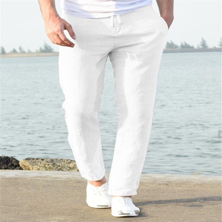 Mens Cotton Linen Casual Pants