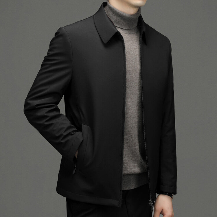 Mens Winter Down Jacket Thickened Warm Solid Color Casual Coat