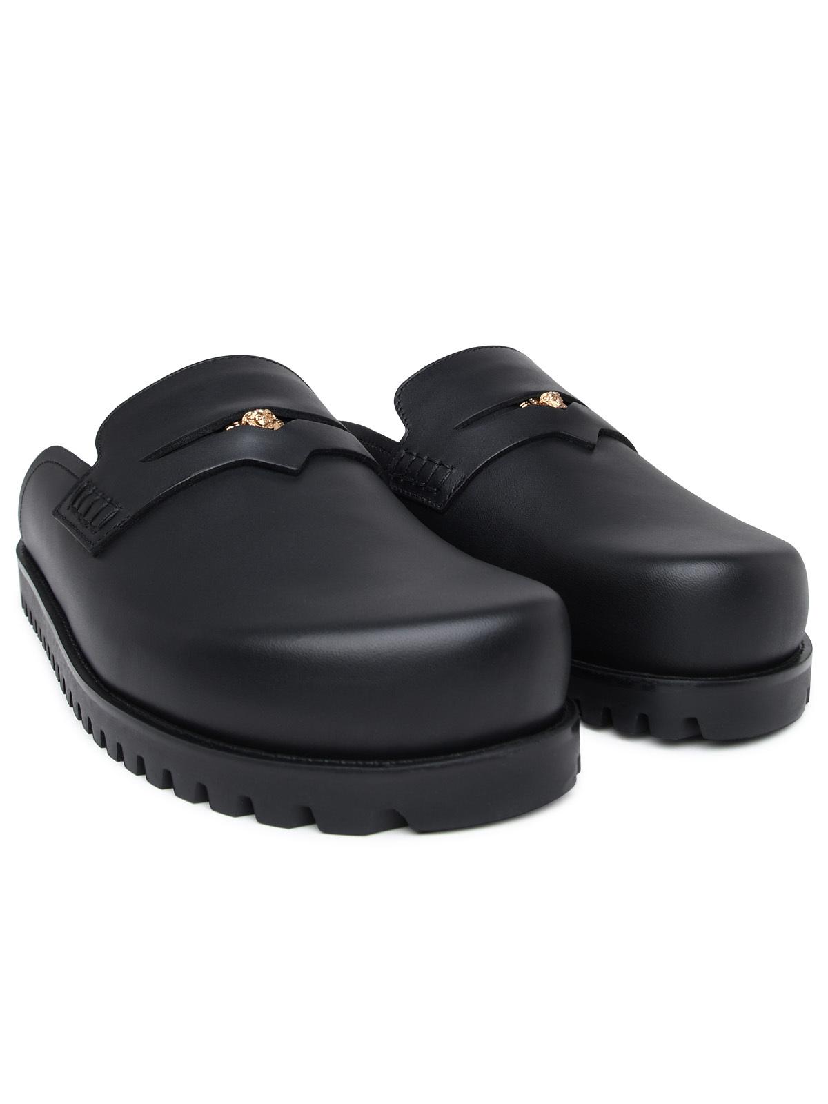 Versace Black Lear Slippers