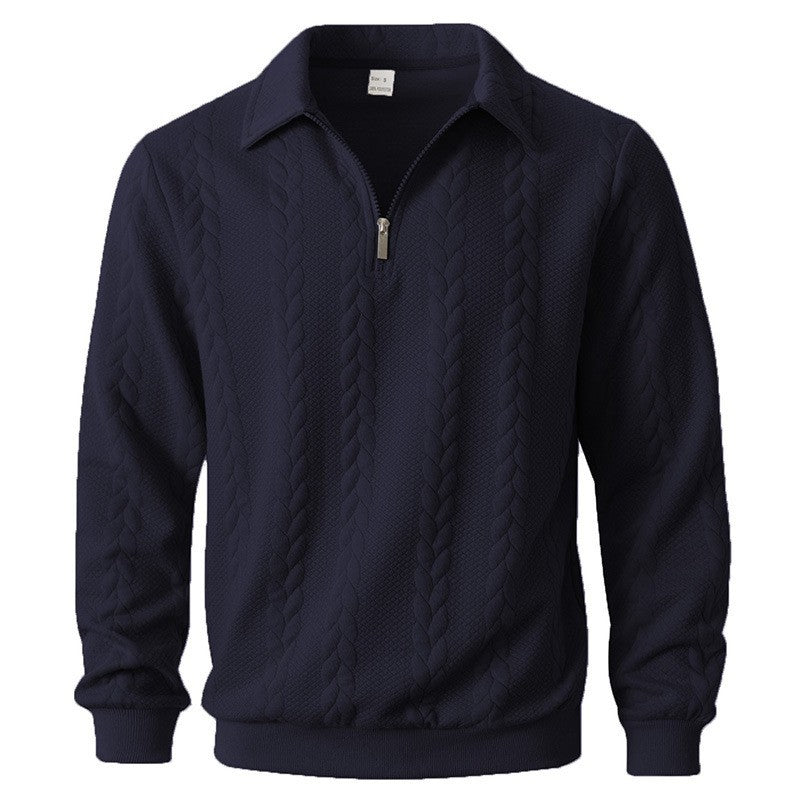 Mens Half Zip Jacquard Polo Shirt