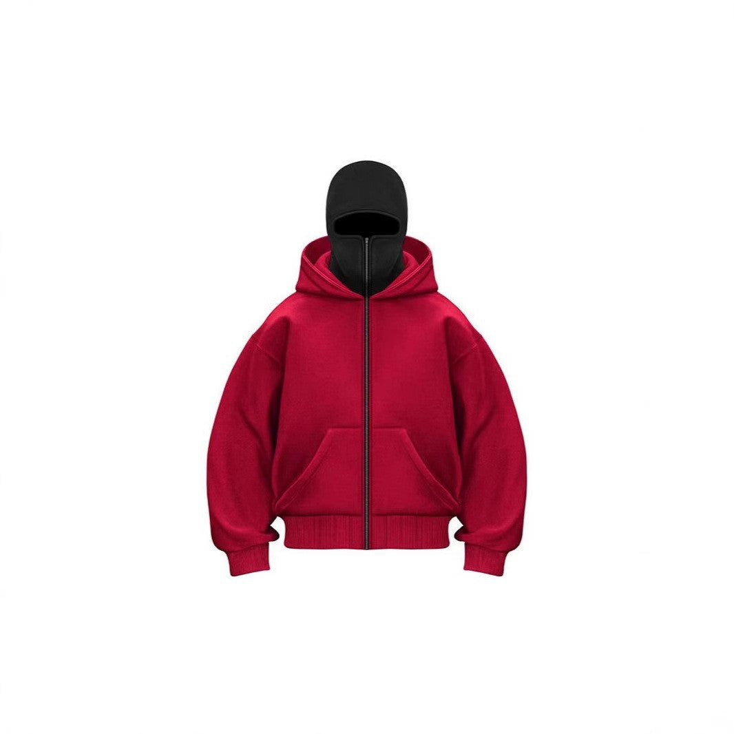 Double Layer Hooded Zipper Sweatshirt