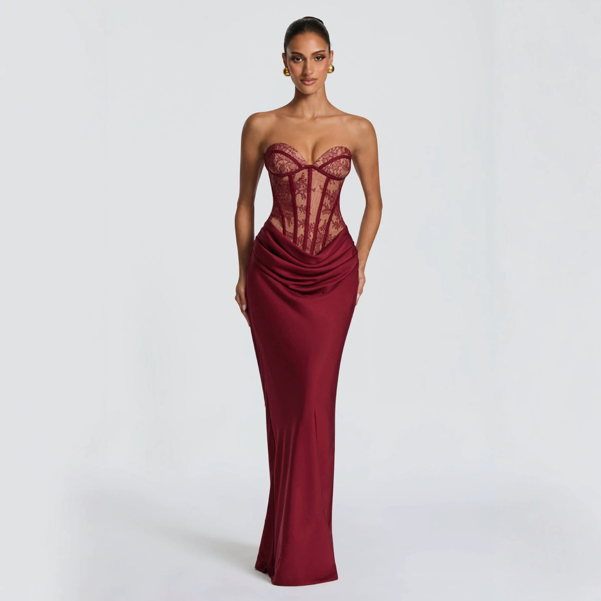 French Lace Elegant Sleeveless Slim Fit Evening Gown