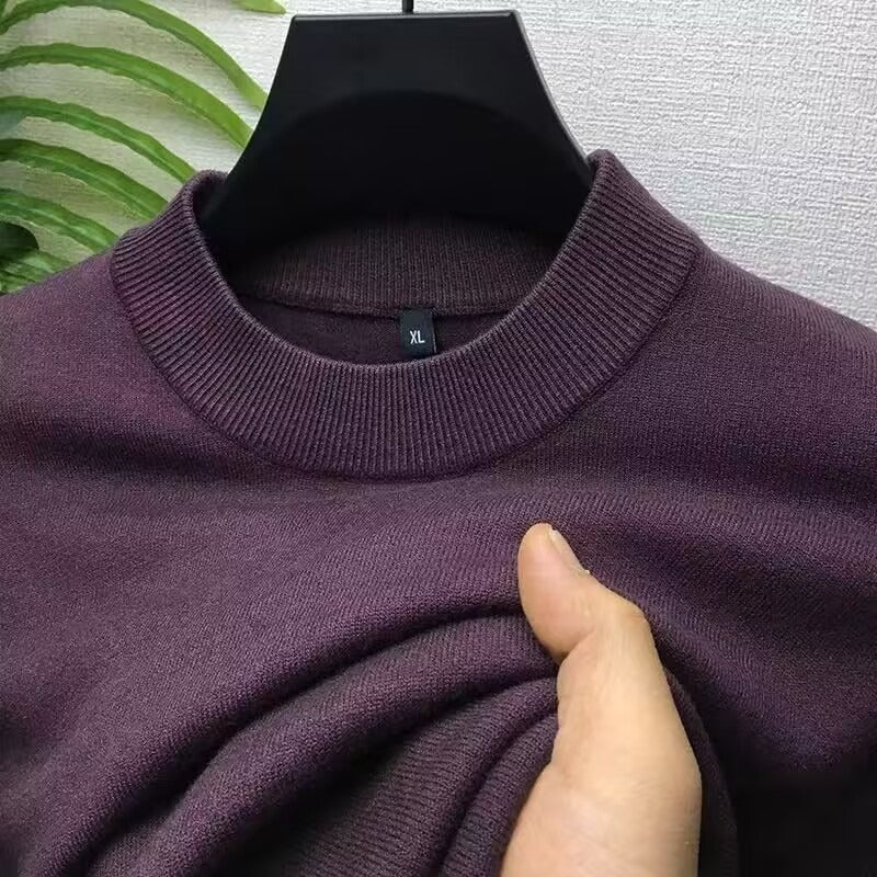 Slim-Fitting Warm Solid Color Round Neck Knitwears
