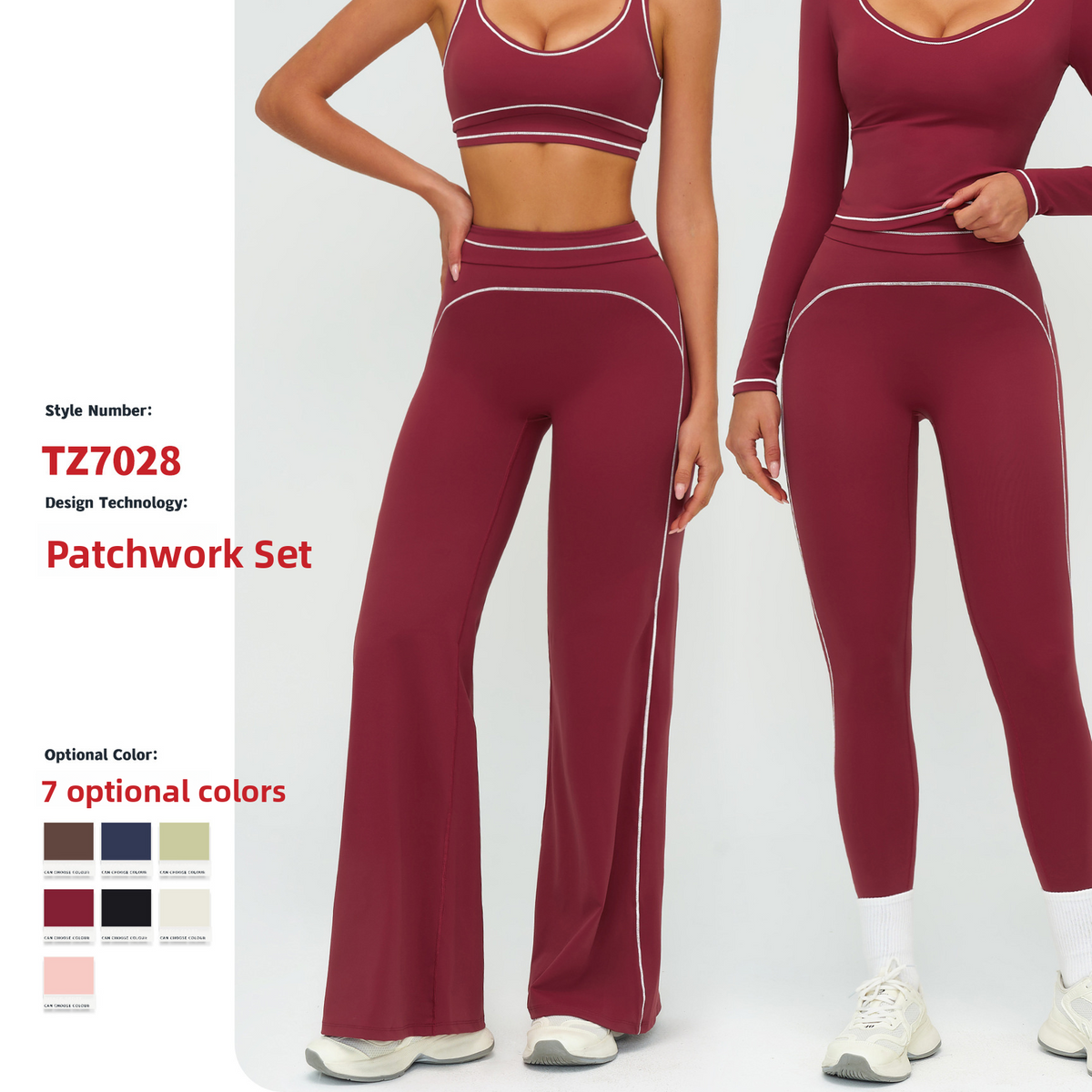 Color-Blocking Brushed Yoga Set for Women Double Shoulder Straps Workout Fitness Suit