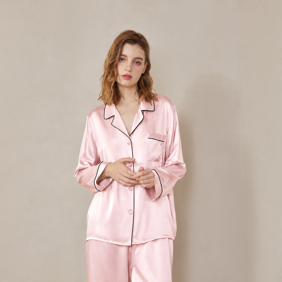 Butterfly Embroidery Silk Pajama Set