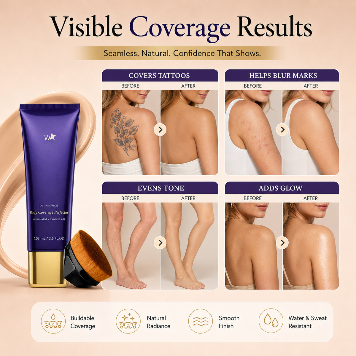 Body tattoo concealer makeup remover gel
