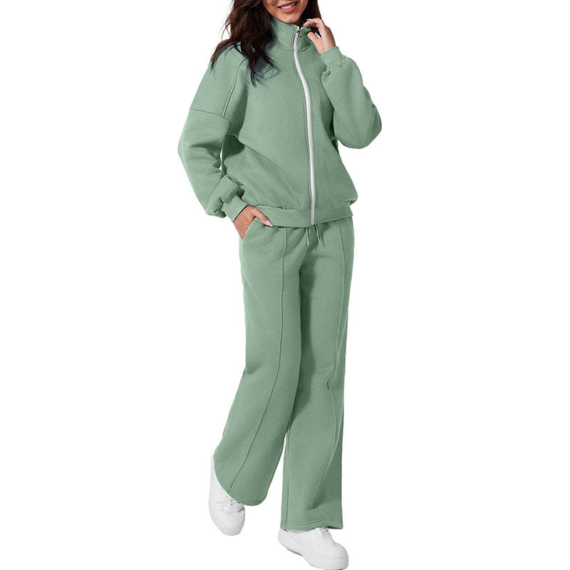 Womens Solid Color Casual Sports Suit