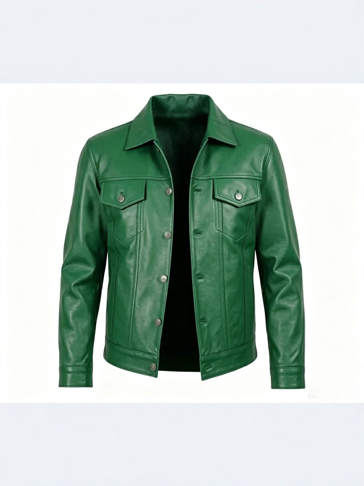 Mens PU Leather Notch Lapel Jacket