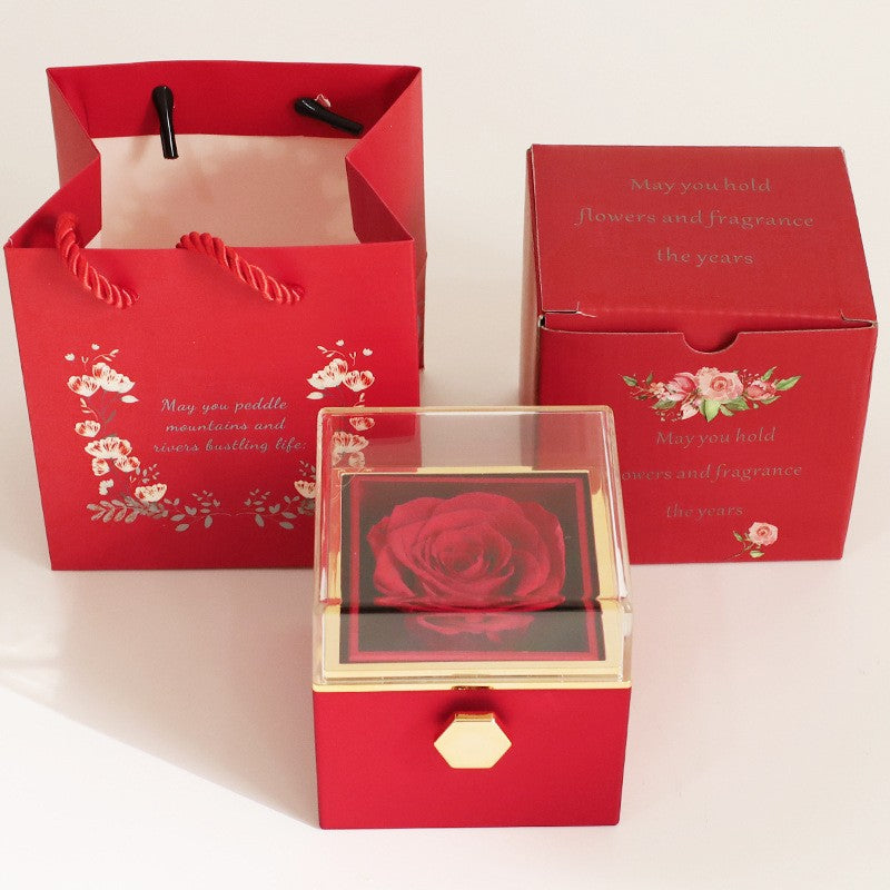 Rotating Eternal Flower Acrylic Jewelry Gift Box