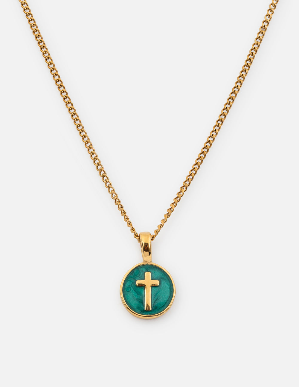 Emerald Agape Cross Pendant Necklace