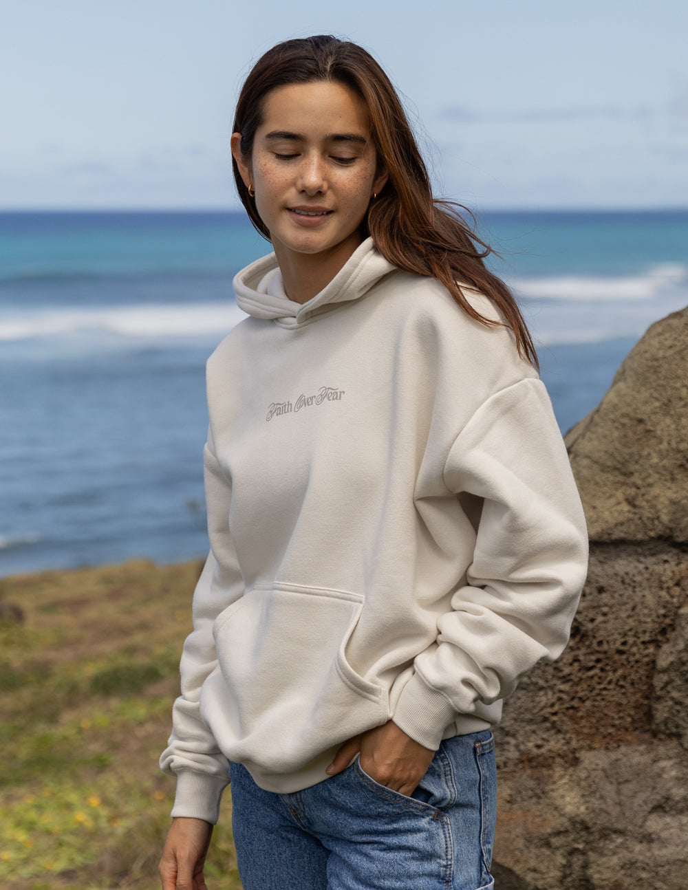Faith Over Fear Taupe Unisex Hoodie
